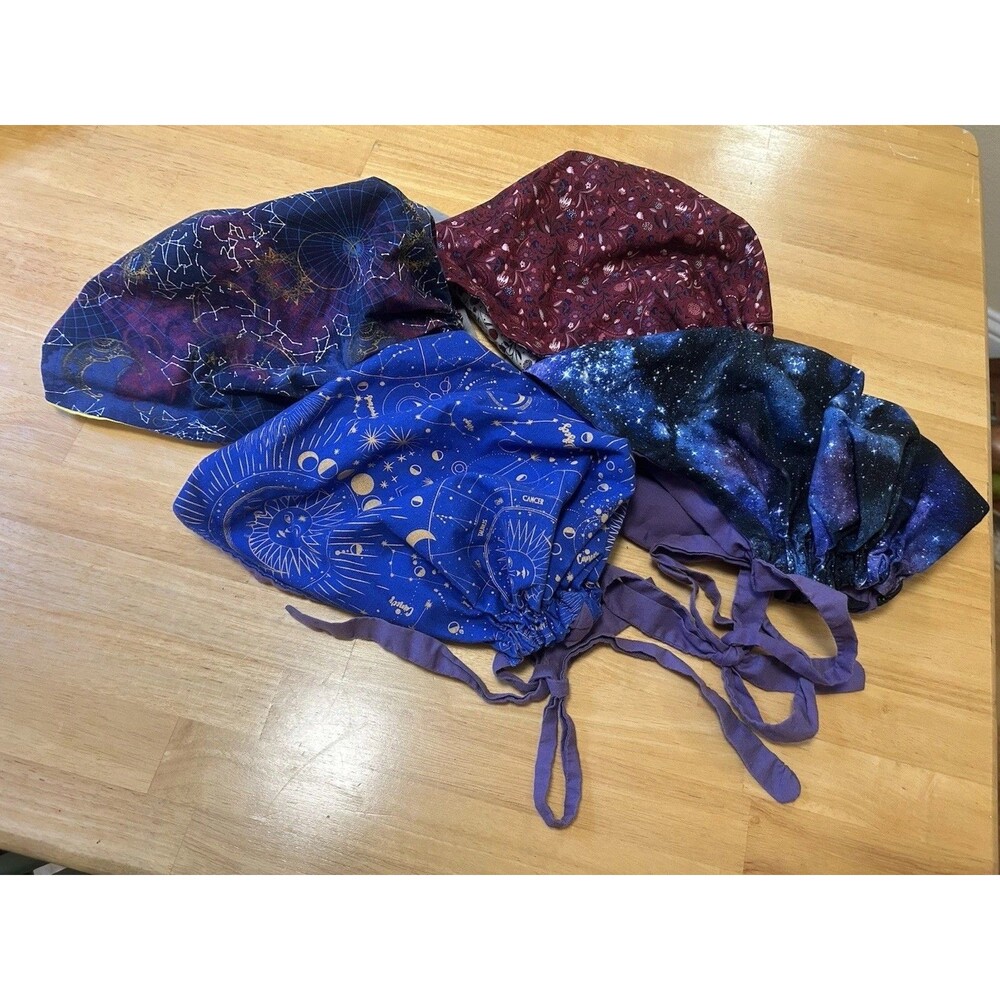 Scrub Caps Lot Of 4 Barely Worn Ordered From A Seamstress-Not From A Store.